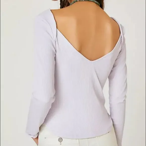 Anthropologie Lilac Twist Cut-Out Top - Picture 4 of 15